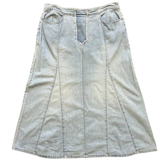 VTG GLORIA VANDERBILT A-line Denim Midi Skirt in Light Wash SZ 14 - Picture 1 of 12